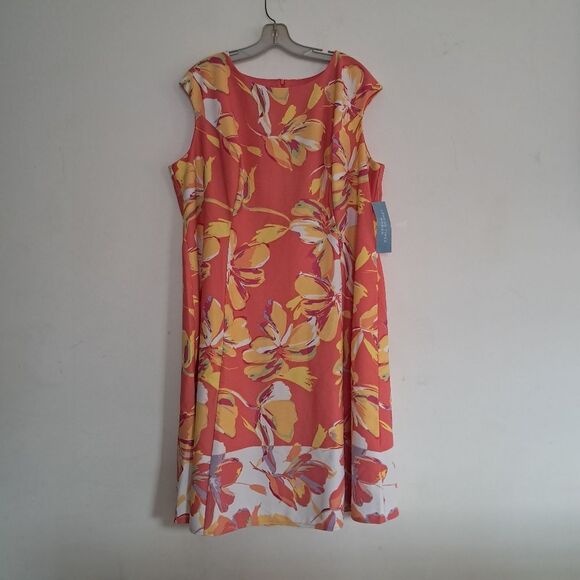 NWT London Times Dress Women's 20W Plus Size Midi Floral Tropical Summer Beach - Picture 4 of 14
